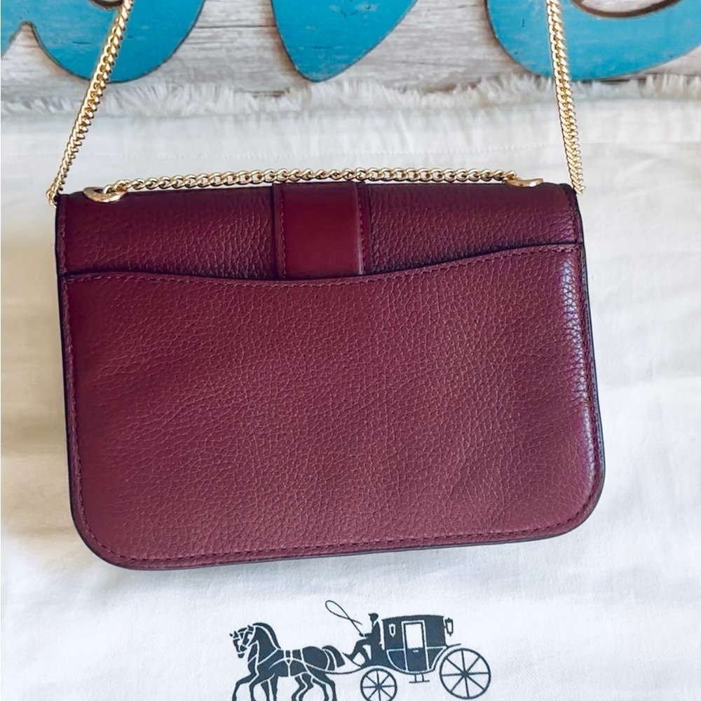 COACH NWOT Georgie Crossbody Oxblood & Wine Leather Mini Clutch Bag 7287 - Picture 4 of 17